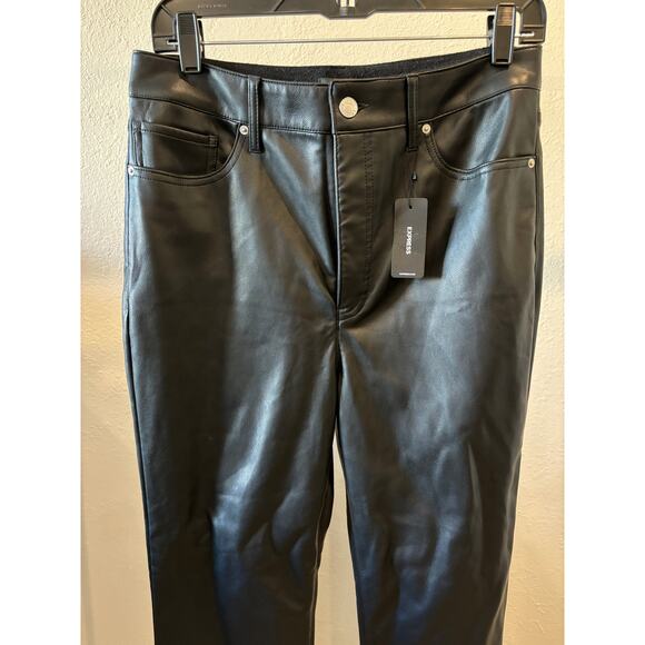Express Faux Leather Pants Womens Size 10 Short Black Straight New NWT - Picture 3 of 5